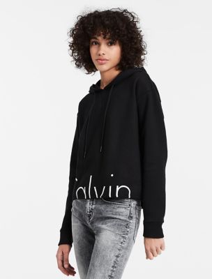 calvin klein womens cropped logo hoodie eBay