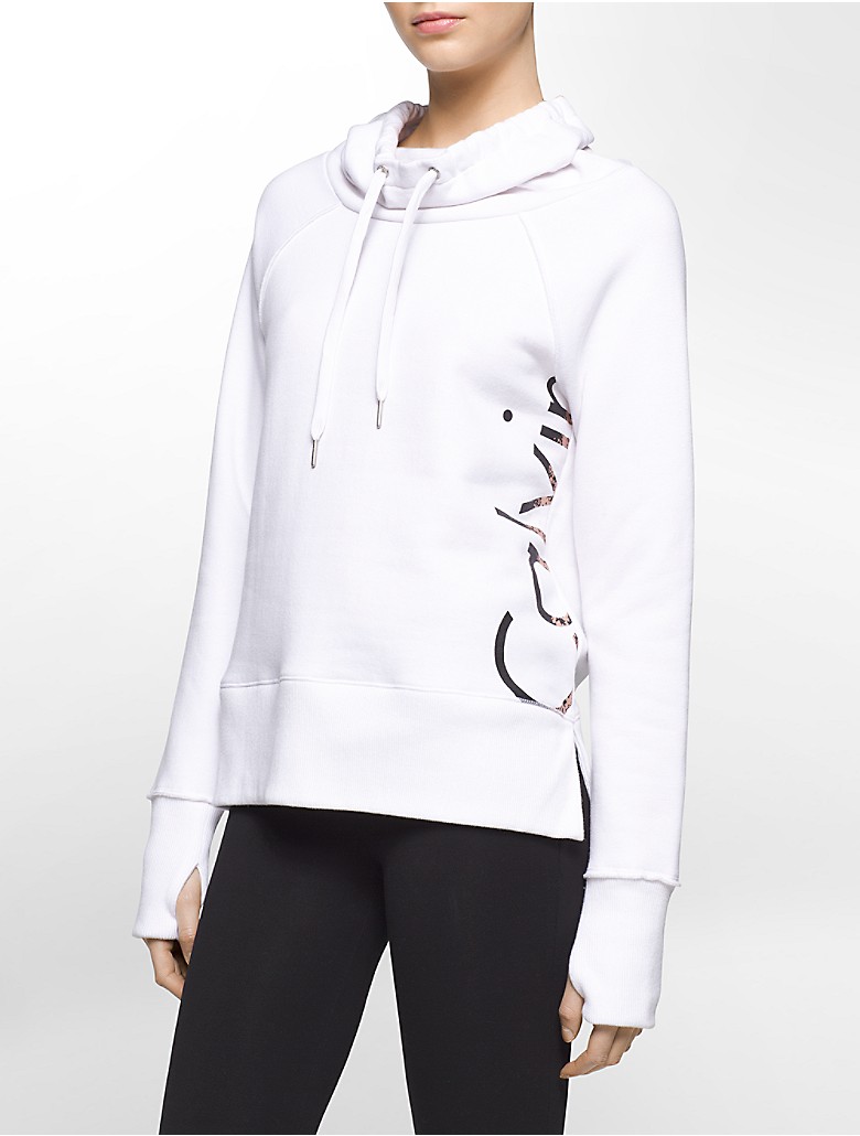 calvin klein womens performance cowl neck logo sweatshirt | eBay