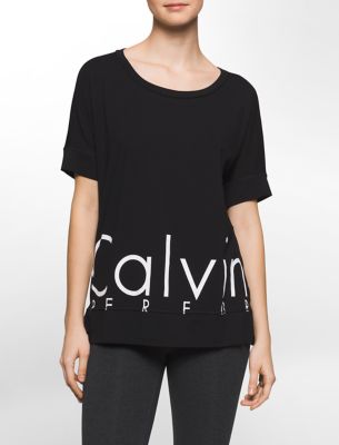 calvin klein womens performance oversized logo boxy tshirt eBay