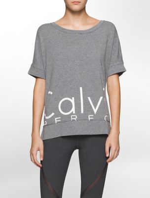calvin klein womens performance oversized logo boxy tshirt eBay
