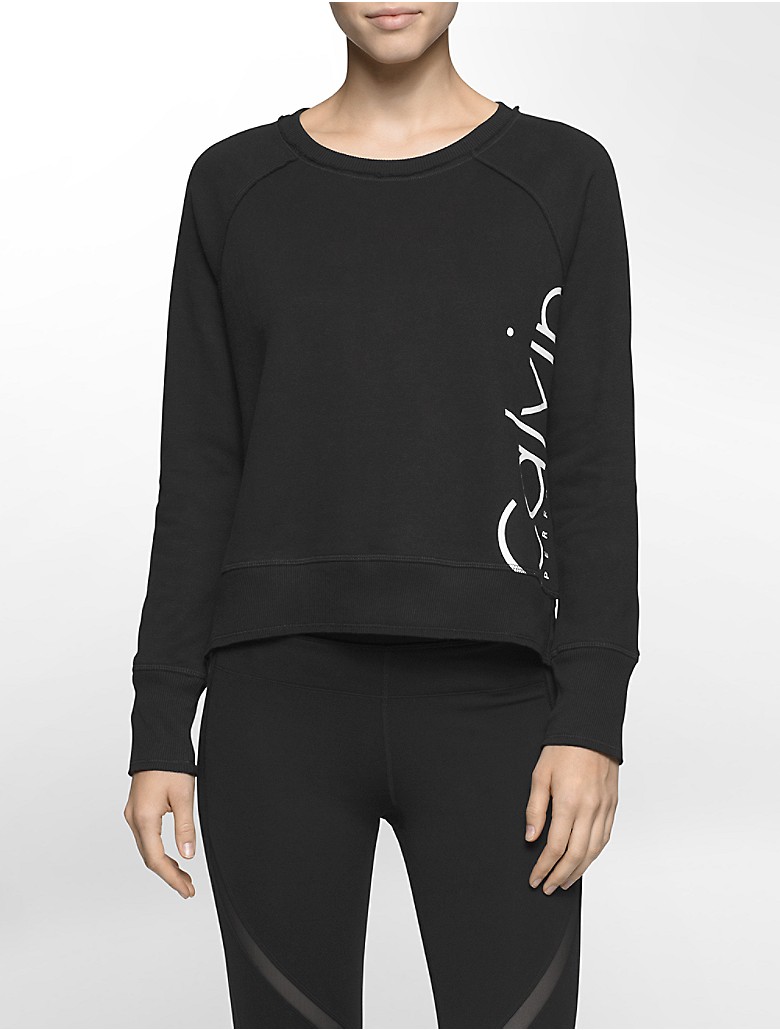 calvin klein womens performance logo cropped sweatshirt | eBay