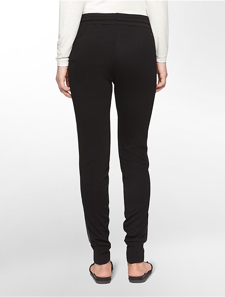 calvin klein womens faux leather stripe jogger pants | eBay