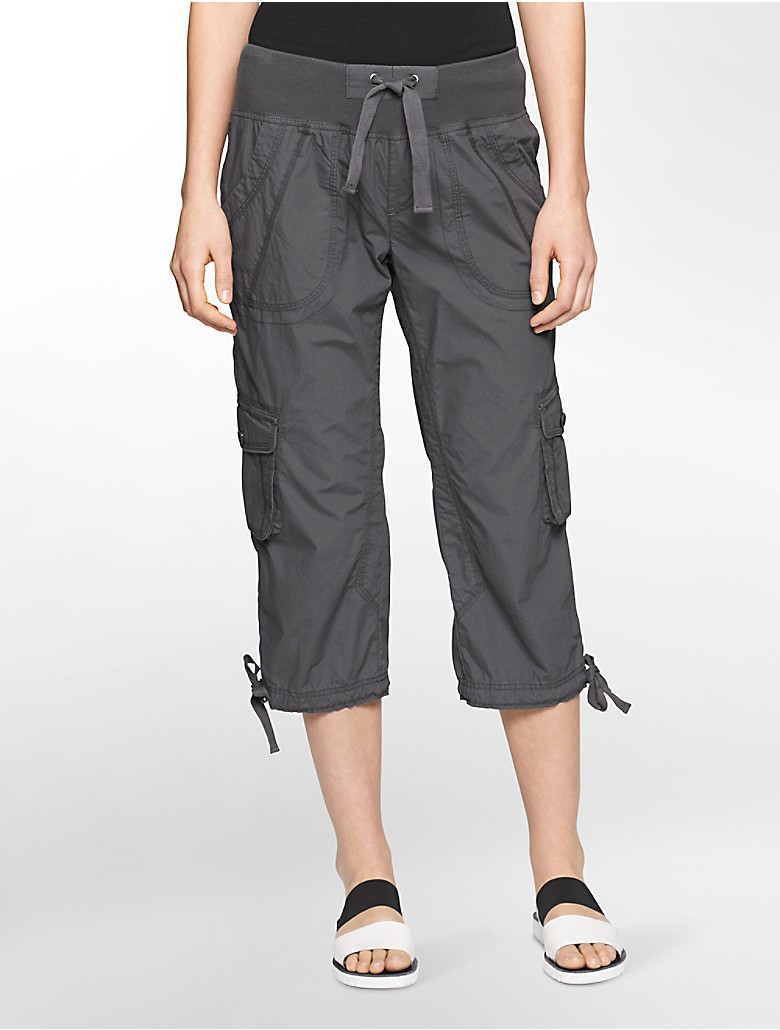 calvin klein womens performance drawstring cropped cargo pants