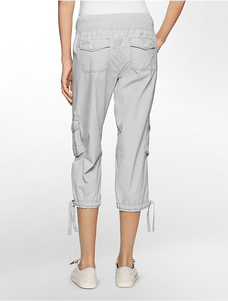 calvin klein womens performance drawstring cropped cargo pants
