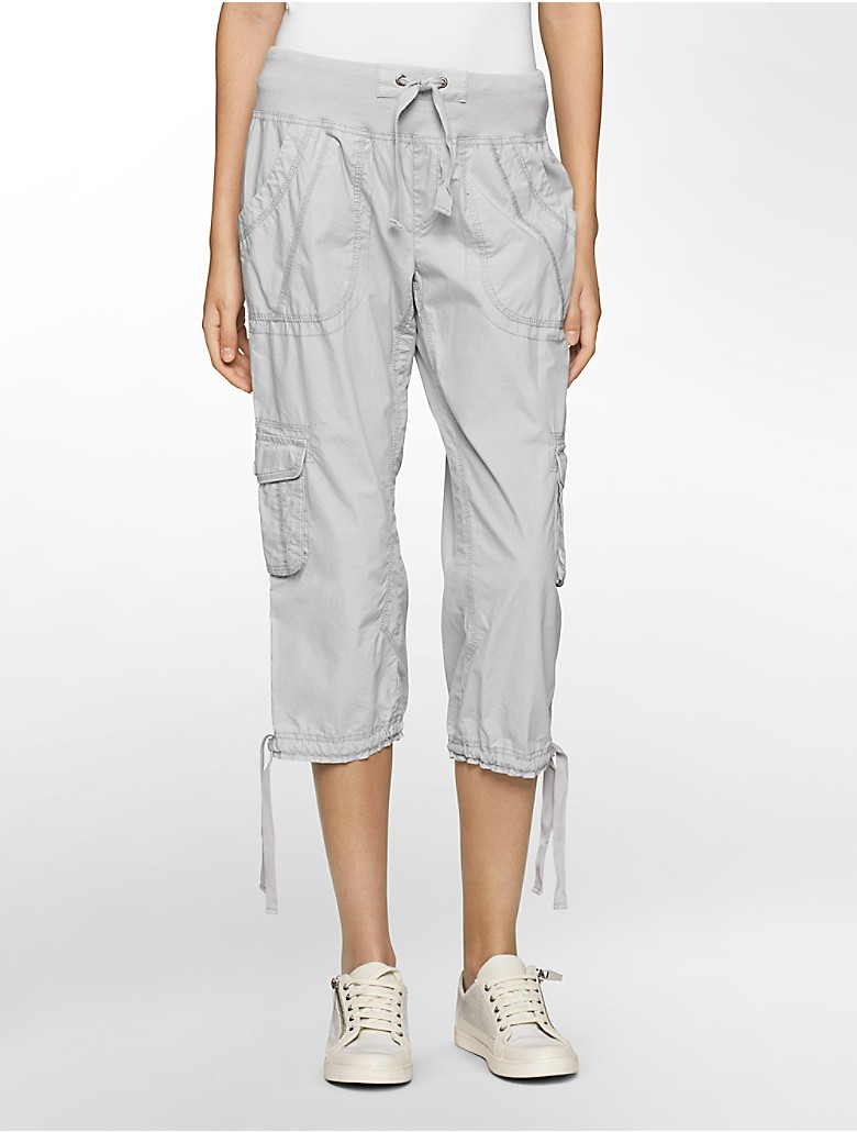 calvin klein womens performance drawstring cropped cargo pants