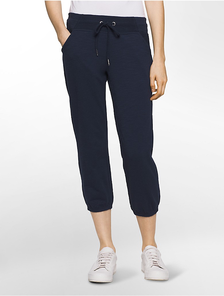 calvin klein womens performance mixed media cropped sweatpants | eBay
