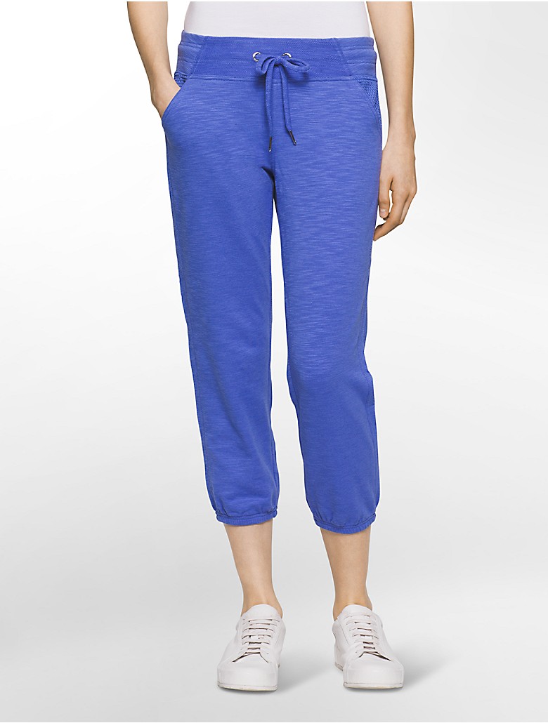 calvin klein womens performance mixed media cropped sweatpants | eBay
