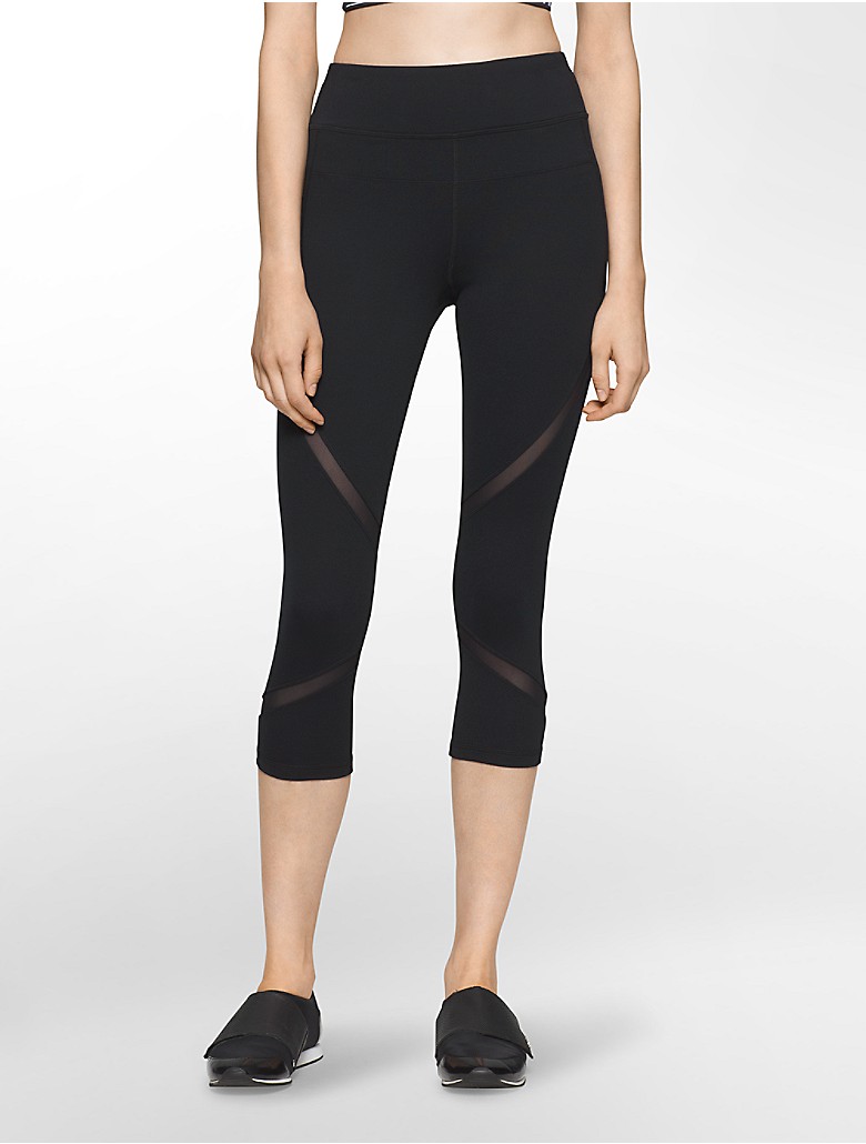 calvin klein womens performance striped cropped leggings | eBay