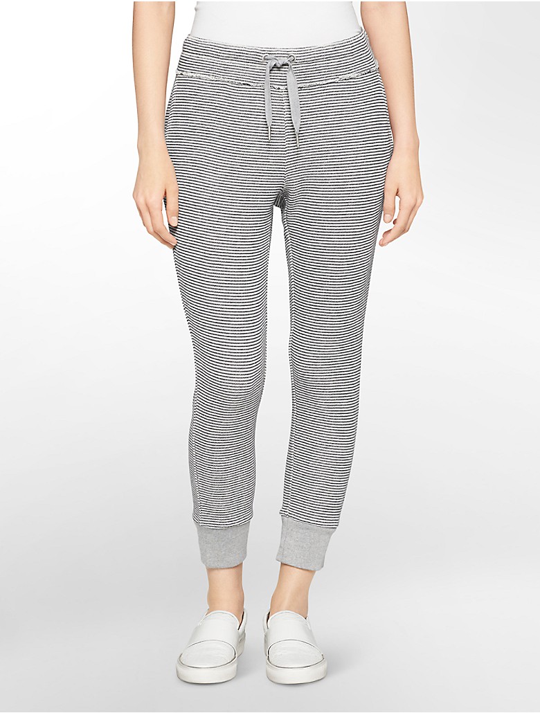 calvin klein womens performance striped slim banded ankle crop pants | eBay
