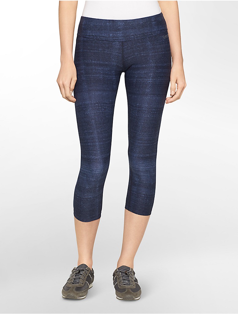 calvin klein womens performance denim print crop leggings | eBay