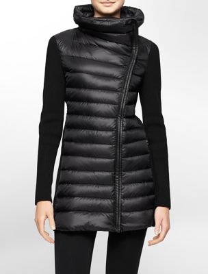 calvin klein womens performance asymmetrical rib knit down puffer