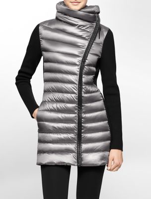 calvin klein womens performance asymmetrical rib knit down puffer