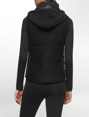 calvin klein womens performance faux shearling fleece hooded vest eBay