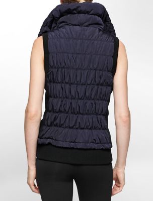 calvin klein womens performance high collar asymmetrical zip puffer