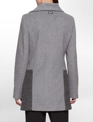 calvin klein womens wool blend asymmetrical zip front coat jacket eBay