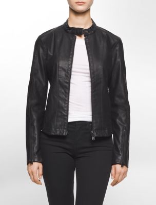 calvin klein womens perforated faux leather biker jacket eBay