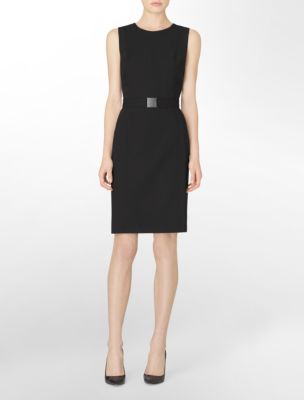 calvin klein womens sleeveless belted black dress eBay