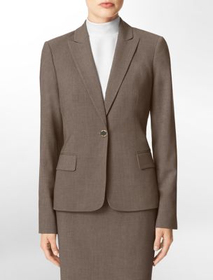 calvin klein womens one button heather taupe suit jacket eBay