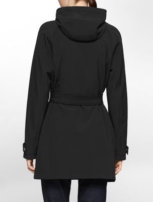 calvin klein womens hooded belted trench coat jacket
