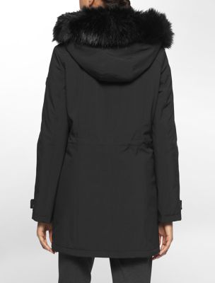 calvin klein womens soft shell faux fur hooded parka jacket eBay