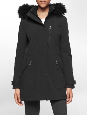 calvin klein womens soft shell faux fur hooded parka jacket eBay
