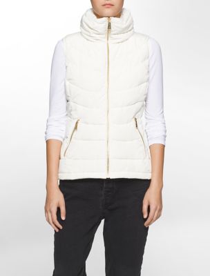 calvin klein womens gold hardware puffer vest jacket eBay
