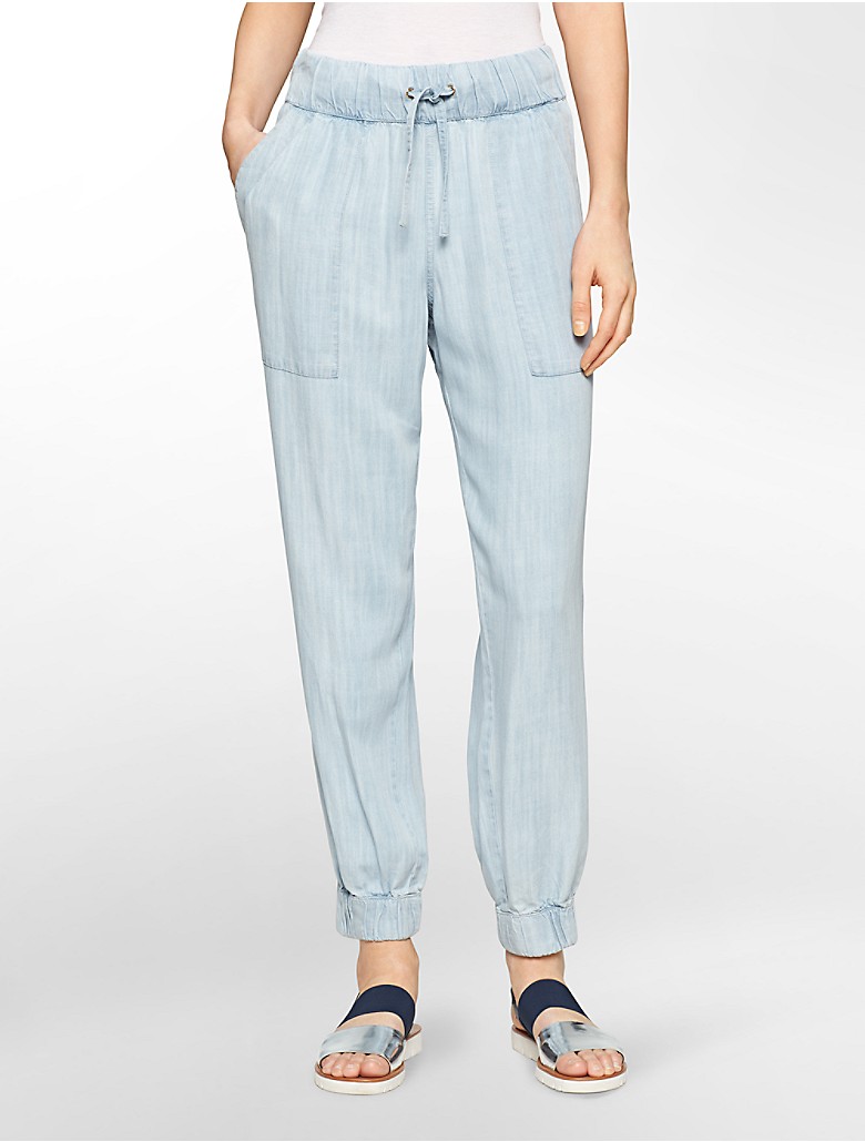 calvin klein womens chambray jogger pants | eBay