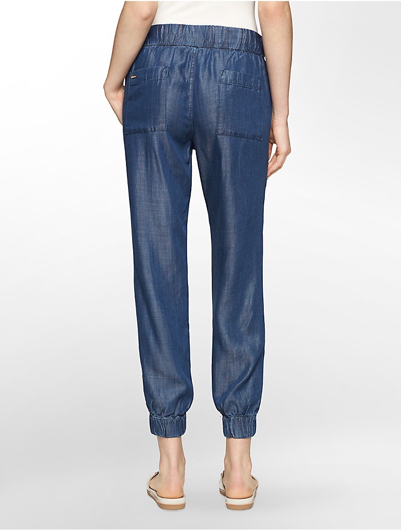 calvin klein womens chambray jogger pants | eBay