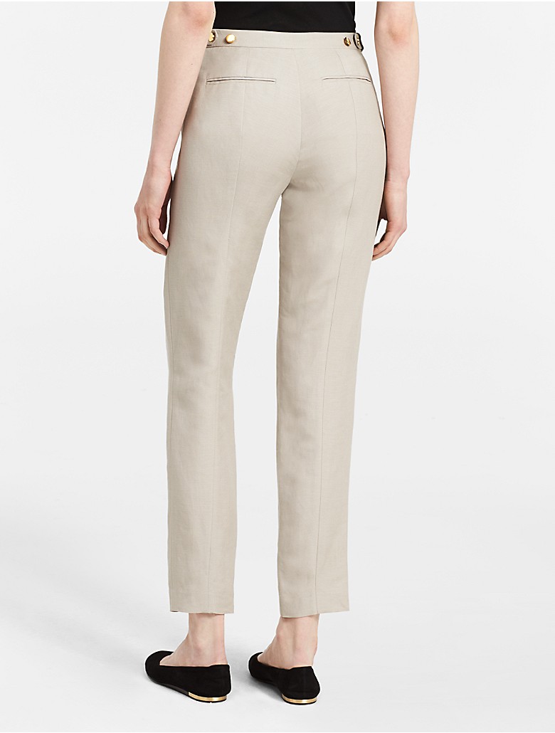 calvin klein womens straight fit linen highline pants
