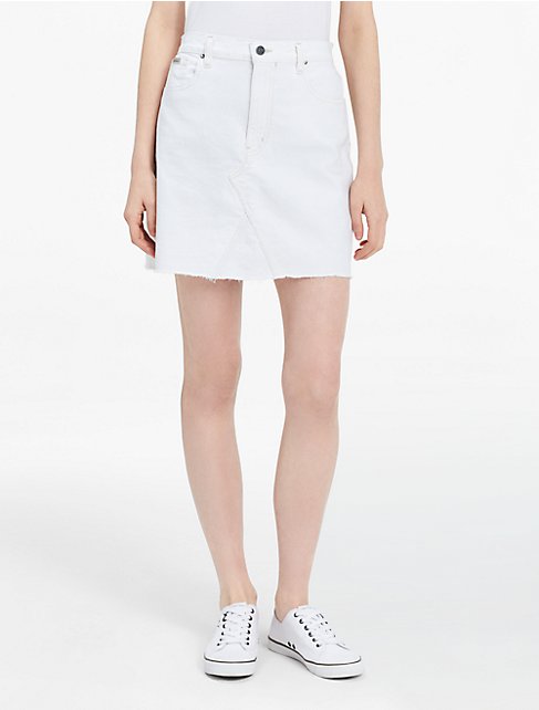 white denim a-line skirt | Calvin Klein