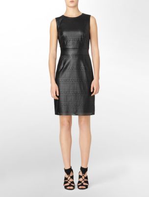 perforated faux leather sleeveless dress $69.99