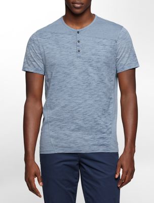 calvin klein mens slim fit cotton slub henley short sleeve shirt