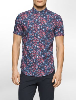 calvin klein mens slim fit floral short sleeve shirt eBay