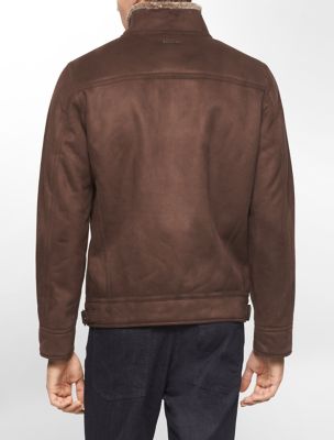 calvin klein mens ultrasuede shearling lined bomber jacket eBay