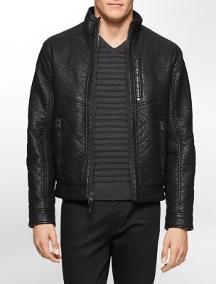 calvin klein mens faux leather shearling lined bomber jacket eBay