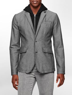 calvin klein mens herringbone hooded blazer jacket eBay