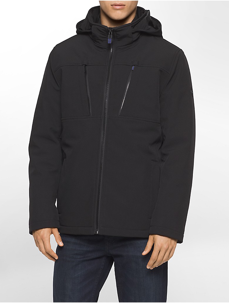 calvin klein mens soft shell hooded jacket | eBay