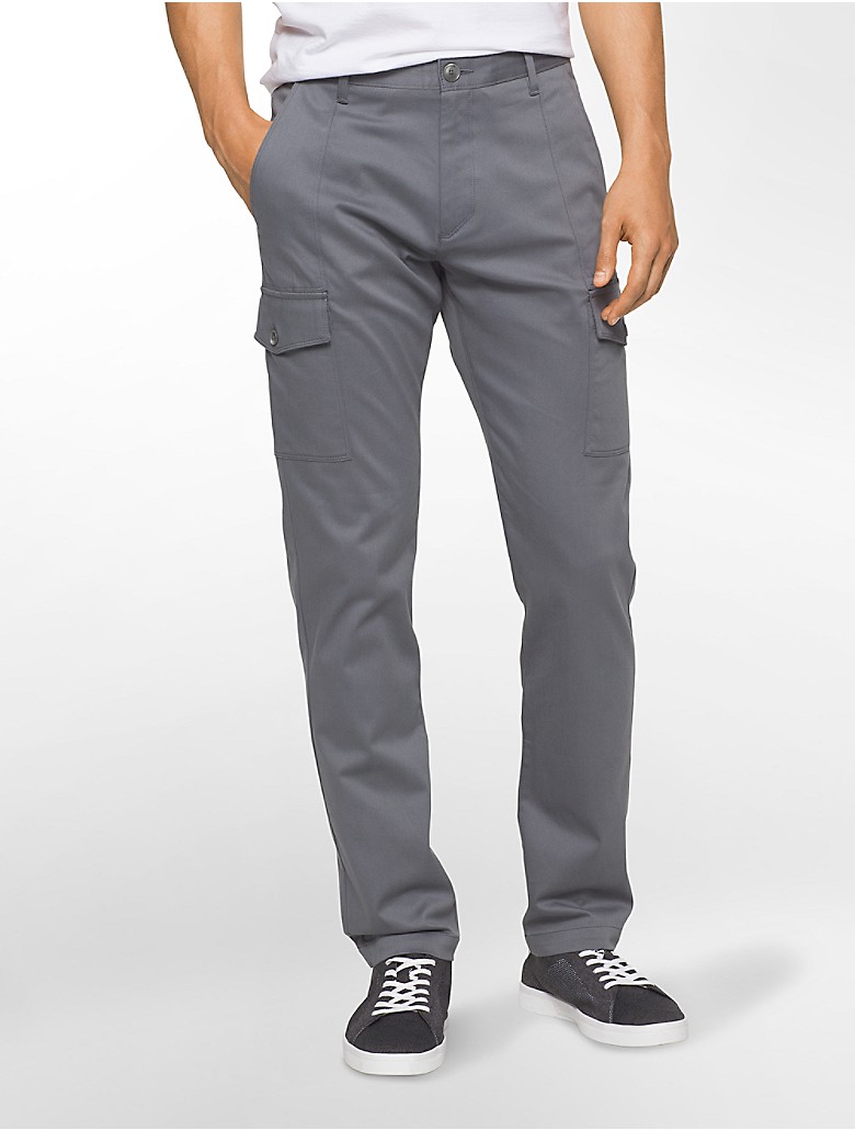 calvin klein mens slim fit sateen cargo pants | eBay