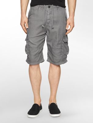 calvin klein mens pigment dye linen cotton cargo shorts