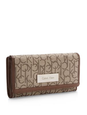 calvin klein womens logo jacquard mega flap wallet eBay