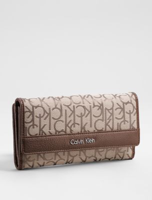 calvin klein womens monogram jacquard mega flap wallet eBay