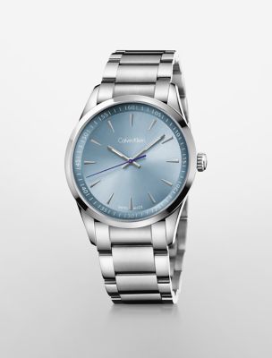 bold light blue dial watch $250.00