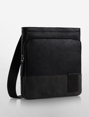 calvin klein mens flat pebbled leather crossbody bag eBay