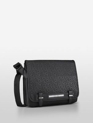calvin klein mens ck coated city messenger bag black eBay