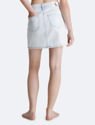 High Waist A-Line Denim Mini Skirt