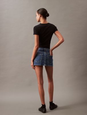 Micro Mini Denim Skirt, Medium Denim