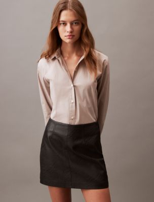 Calvin Klein Women's Plaid Glitter Straight Skirt Brown Size 8