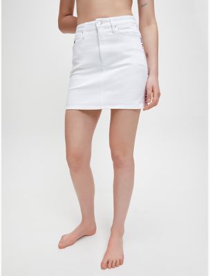 white denim mini skirt
