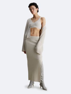 Ribbed Wool Maxi USA Skirt Klein® Calvin 