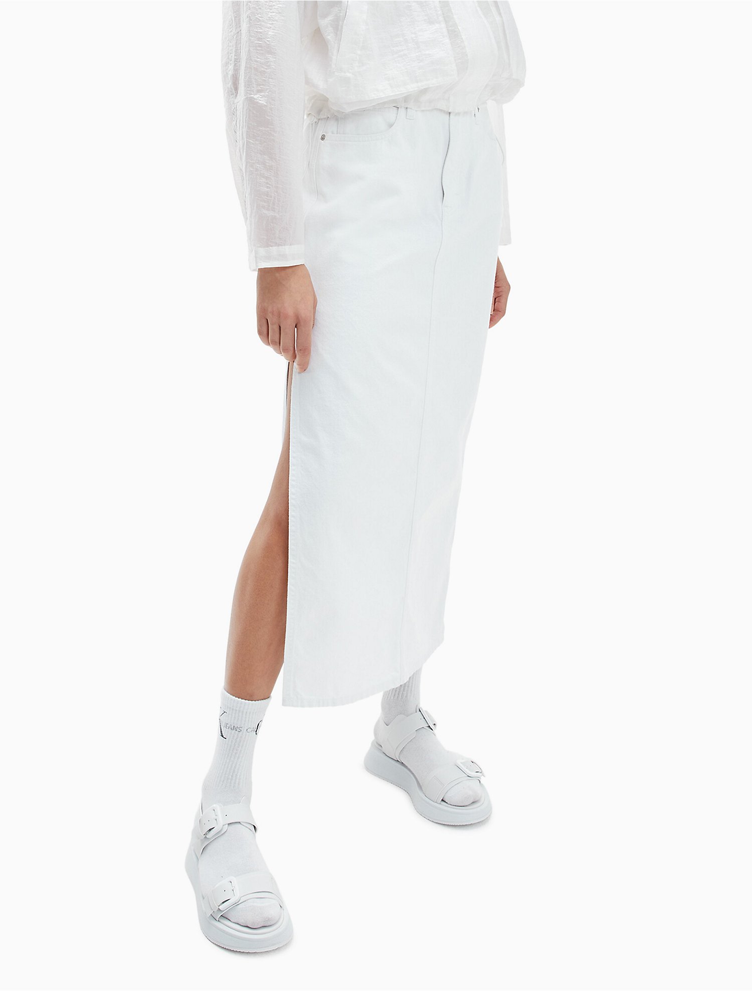 White Denim Maxi Skirt | Calvin Klein® USA